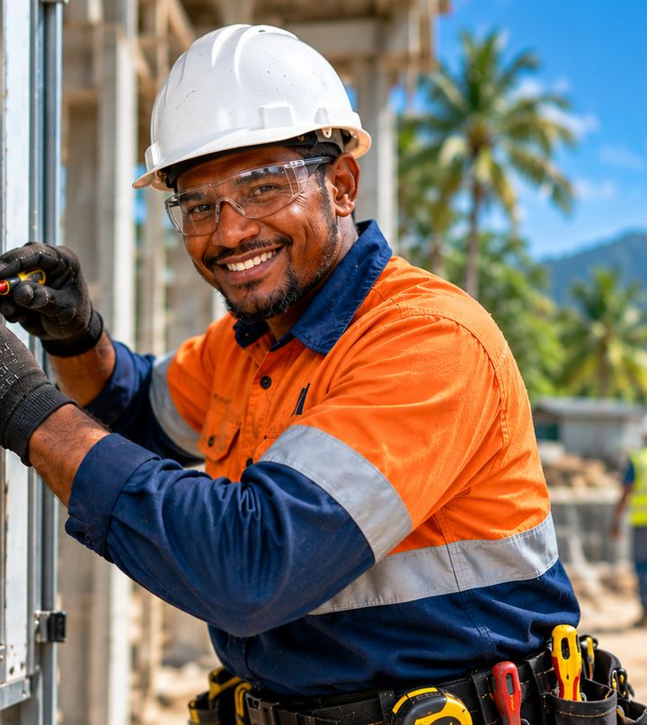 Electrician at work in Papua New Guinea