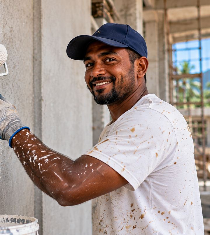 Painter / Plasterer at work in Papua New Guinea